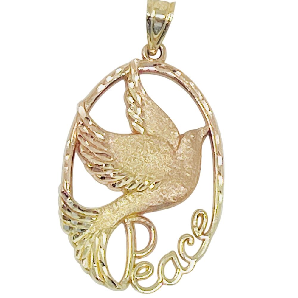 MA 14K Yellow & Rose Two Tone Gold Pendant Peace Dove - Picture 6 of 6